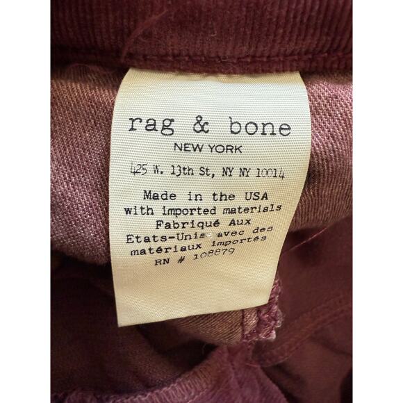 Rag & Bone Bordeaux Corduroy Skinny Jeans Womens Size 27 Made in USA - Picture 6 of 8